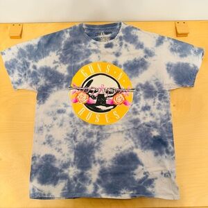 Guns N' Roses Blue & White Tie-Dye  Graphic Print T-Shirt Size L